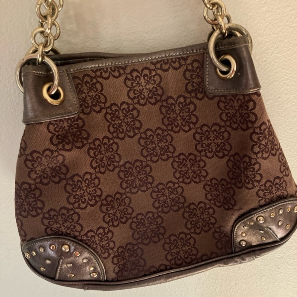 Kathy Van Zeeland Brown Floral Shoulder Bag